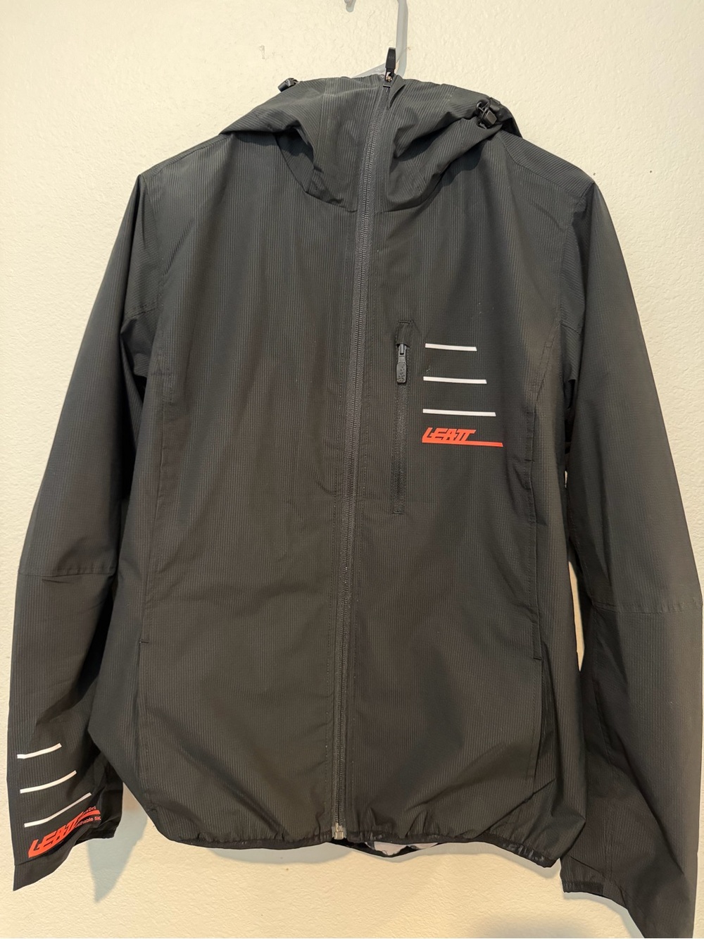 Leatt Black Lightweight Hooded Jacket with Red Accents